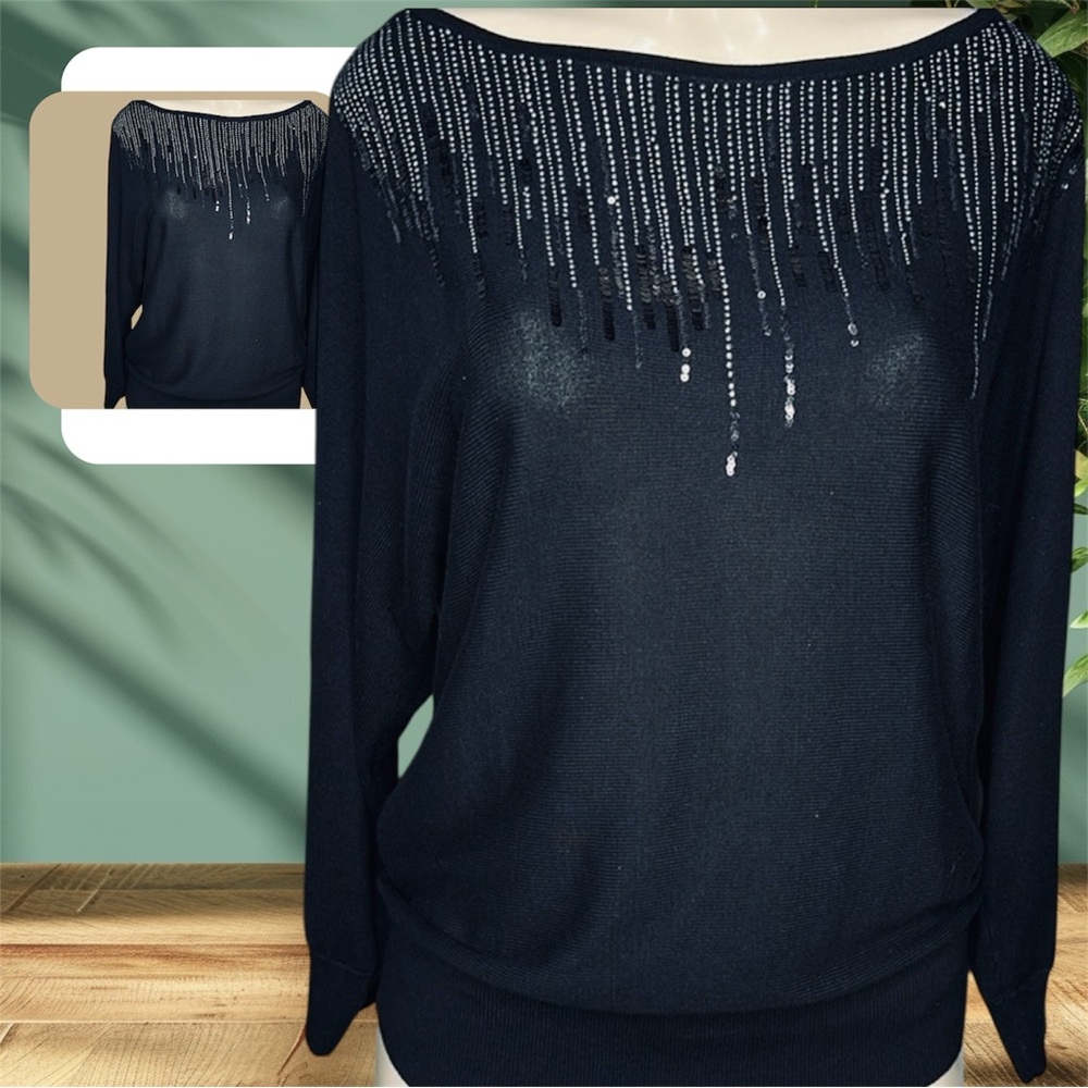 Stylish Black Sweater with Sequin Accents